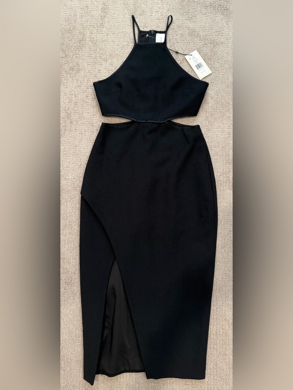 Cinq à Sept Yael Cutout Side Slit Midi Dress Black NWT Size 6 Flaw Read